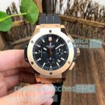 Swiss 7750 Copy Hublot Big Bang Black Dial Gold Bezel Watch